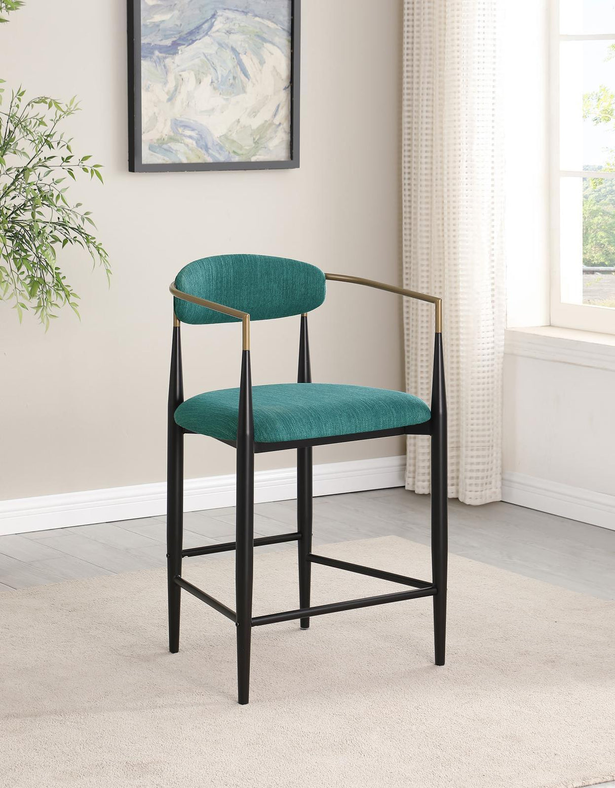 Tina Green Metal Counter Height Upholstered Bar Stool, Set of 2 by Coaster at Eve Furniture