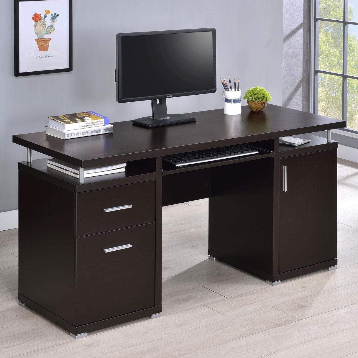 Tracy Cappuccino 2-Drawer Computer Desk by Coaster at Eve Furniture
