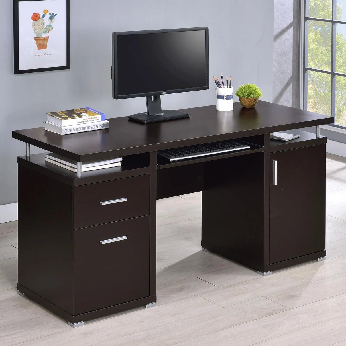 Tracy Cappuccino 2-Drawer Computer Desk by Coaster at Eve Furniture