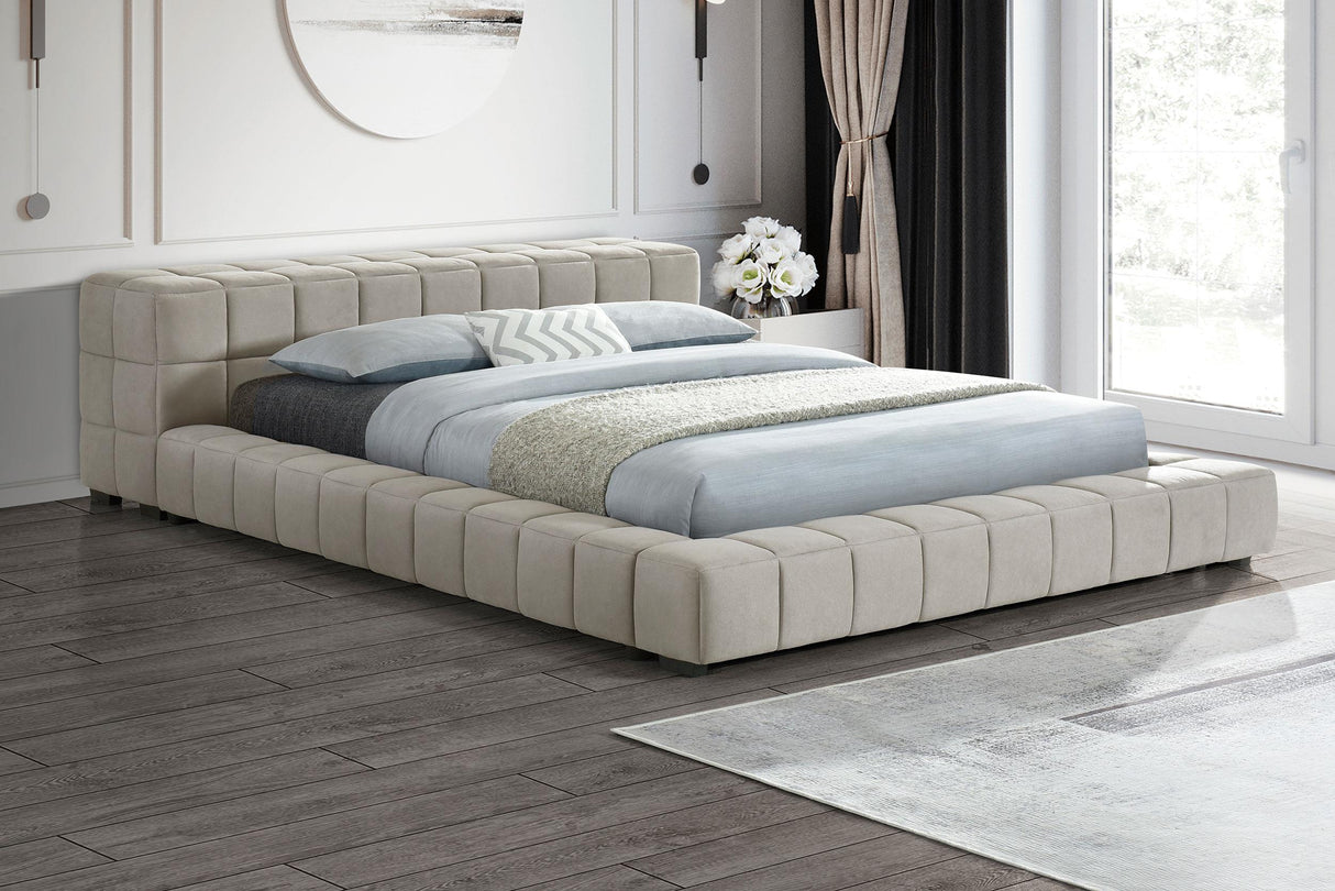 Trinity Light Taupe Upholstered Eastern King Platform Bed by Coaster at Eve Furniture