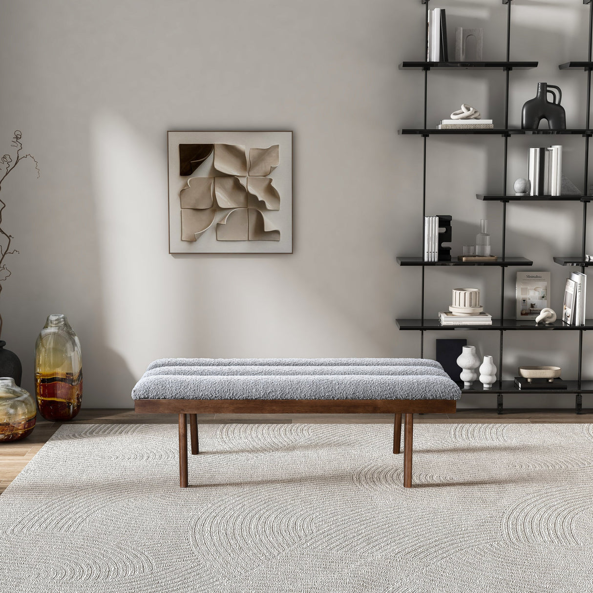 Troni Light Grey Boucle Bench by Ashcroft Imports at Eve Furniture