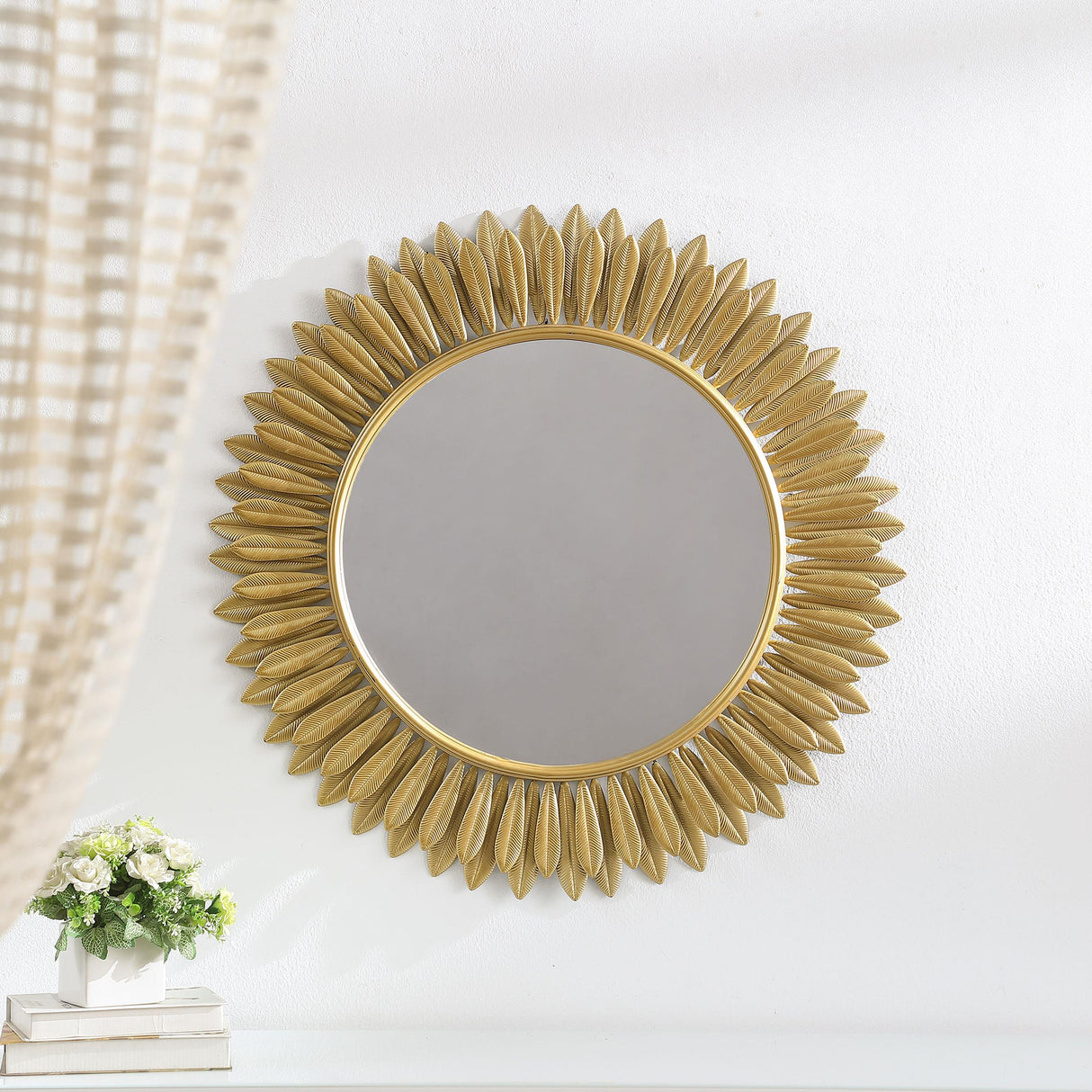 Tuscany Gold 35 x 35 Inch Sunburst Wall Mirror by Coaster at Eve Furniture