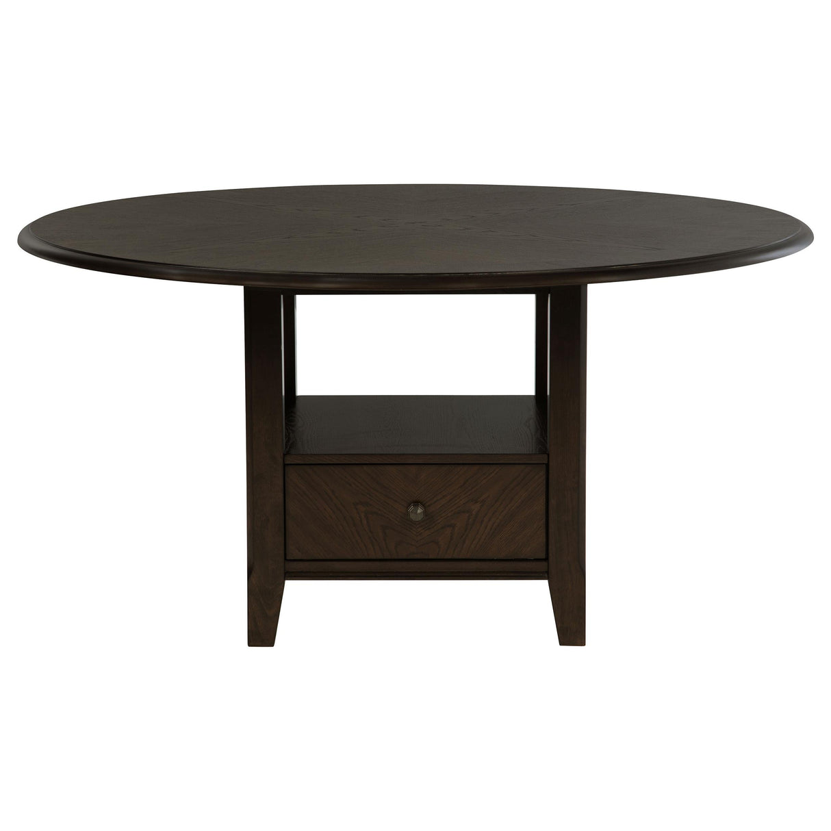 Twyla Dark Cocoa Round Dining Table with Drawer by Coaster at Eve Furniture