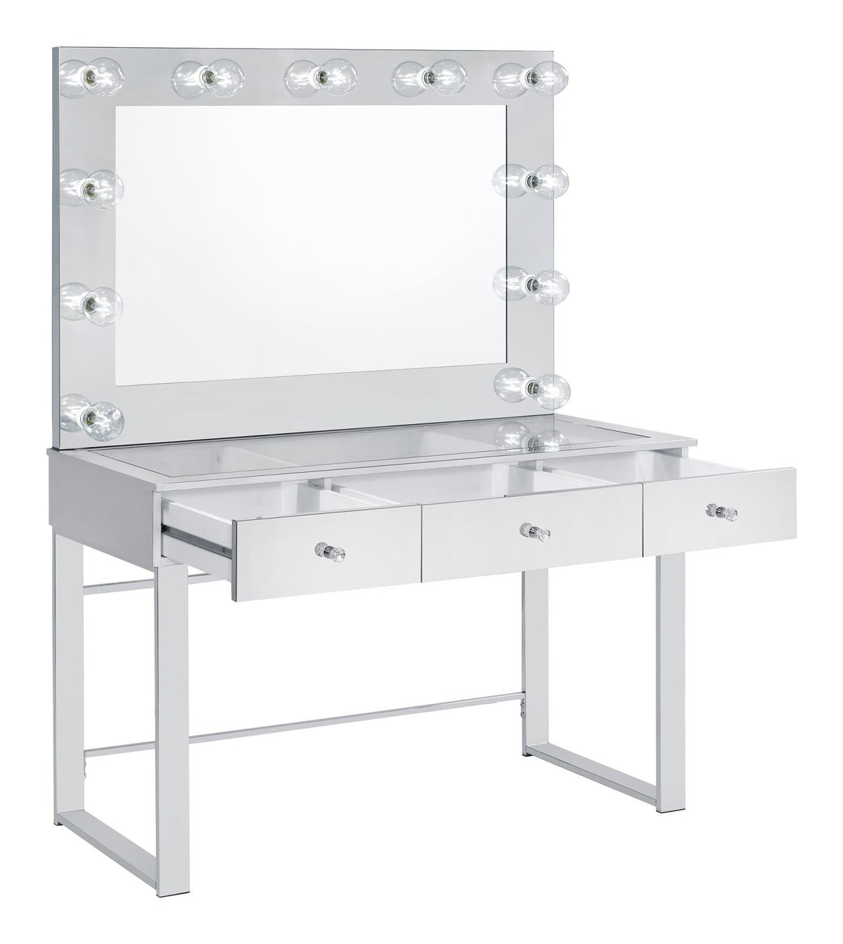 Umbridge Chrome and White 3-Drawer Vanity with Lighting by Coaster at Eve Furniture