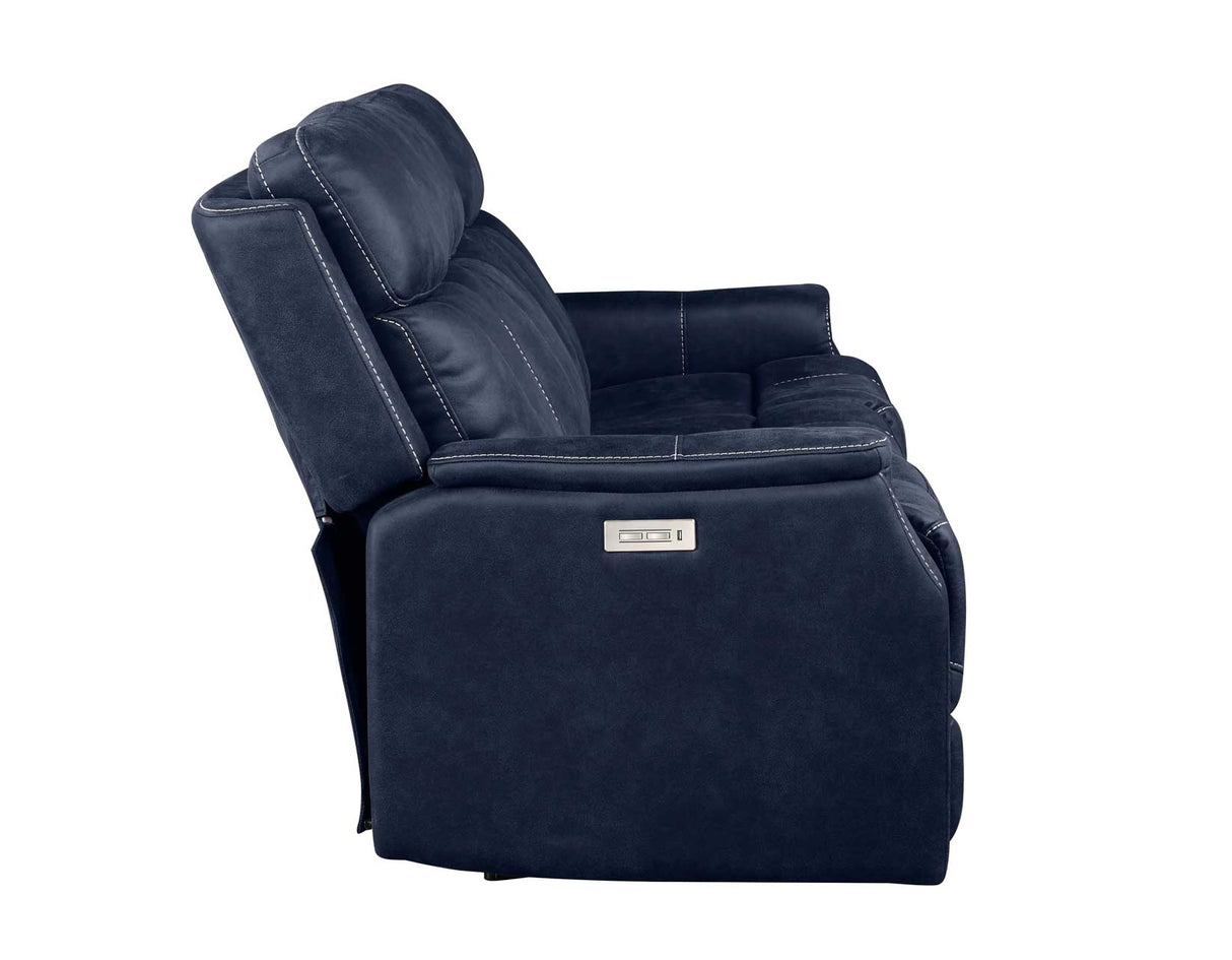 Valencia Ocean Blue Dual Power Reclining Sofa by Steve Silver at Eve Furniture