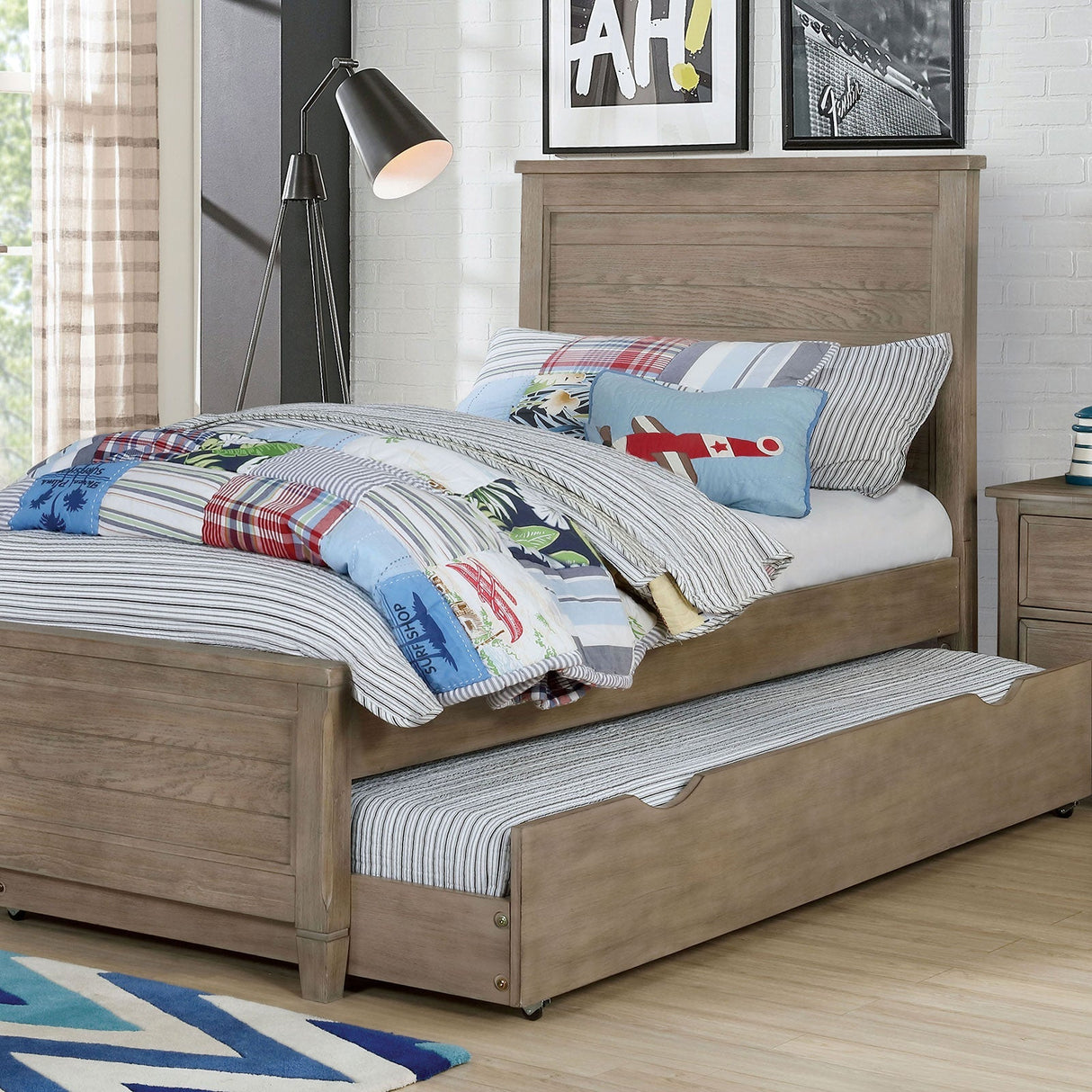 Vevey Wire-Brushed Warm Gray Twin Bed by Furniture of America at Eve Furniture