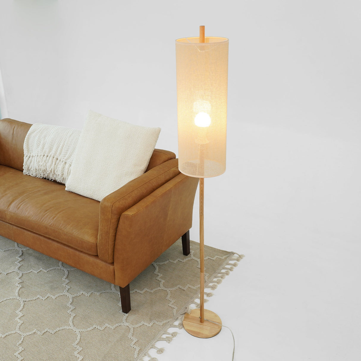 Vialux Floor Lamp - Oak and Natural by Ashcroft Imports at Eve Furniture