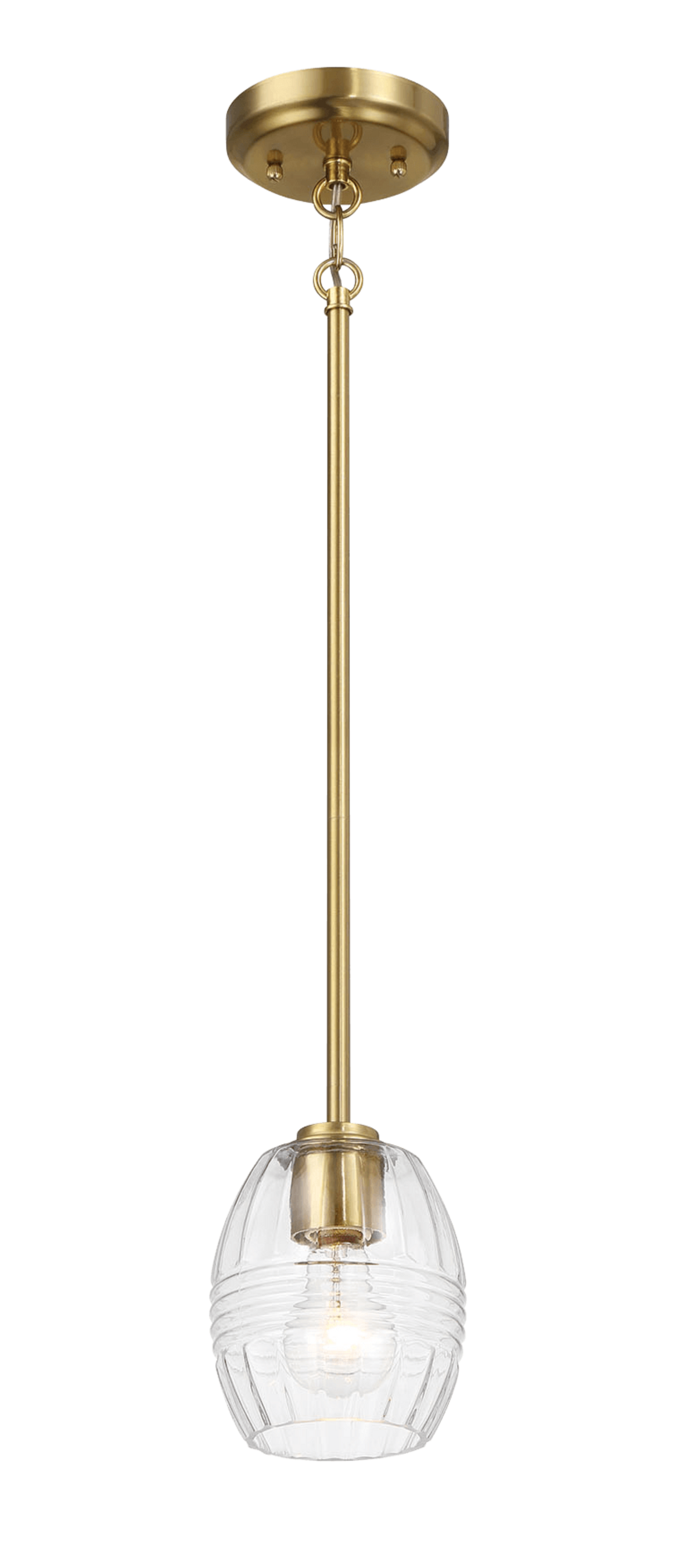 Vista Single Pendant Chain Hanging Light with Clear Glass - Satin Brass by Ashcroft Imports at Eve Furniture