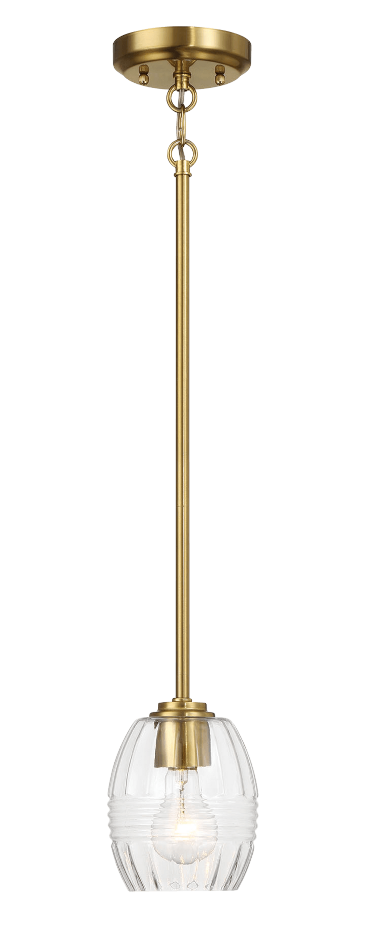 Vista Single Pendant Chain Hanging Light with Clear Glass - Satin Brass by Ashcroft Imports at Eve Furniture