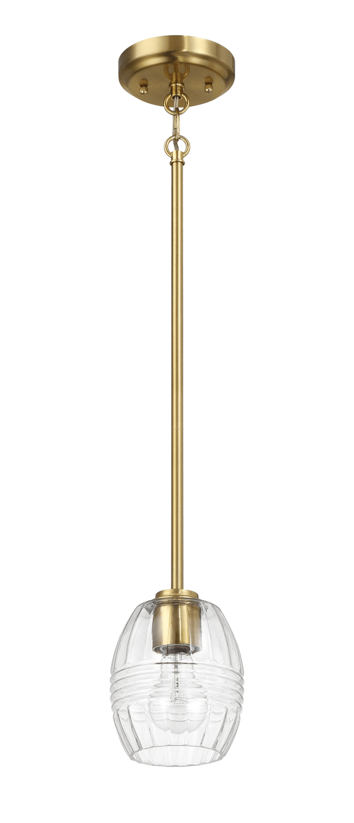 Vista Single Pendant Chain Hanging Light with Clear Glass - Satin Brass by Ashcroft Imports at Eve Furniture