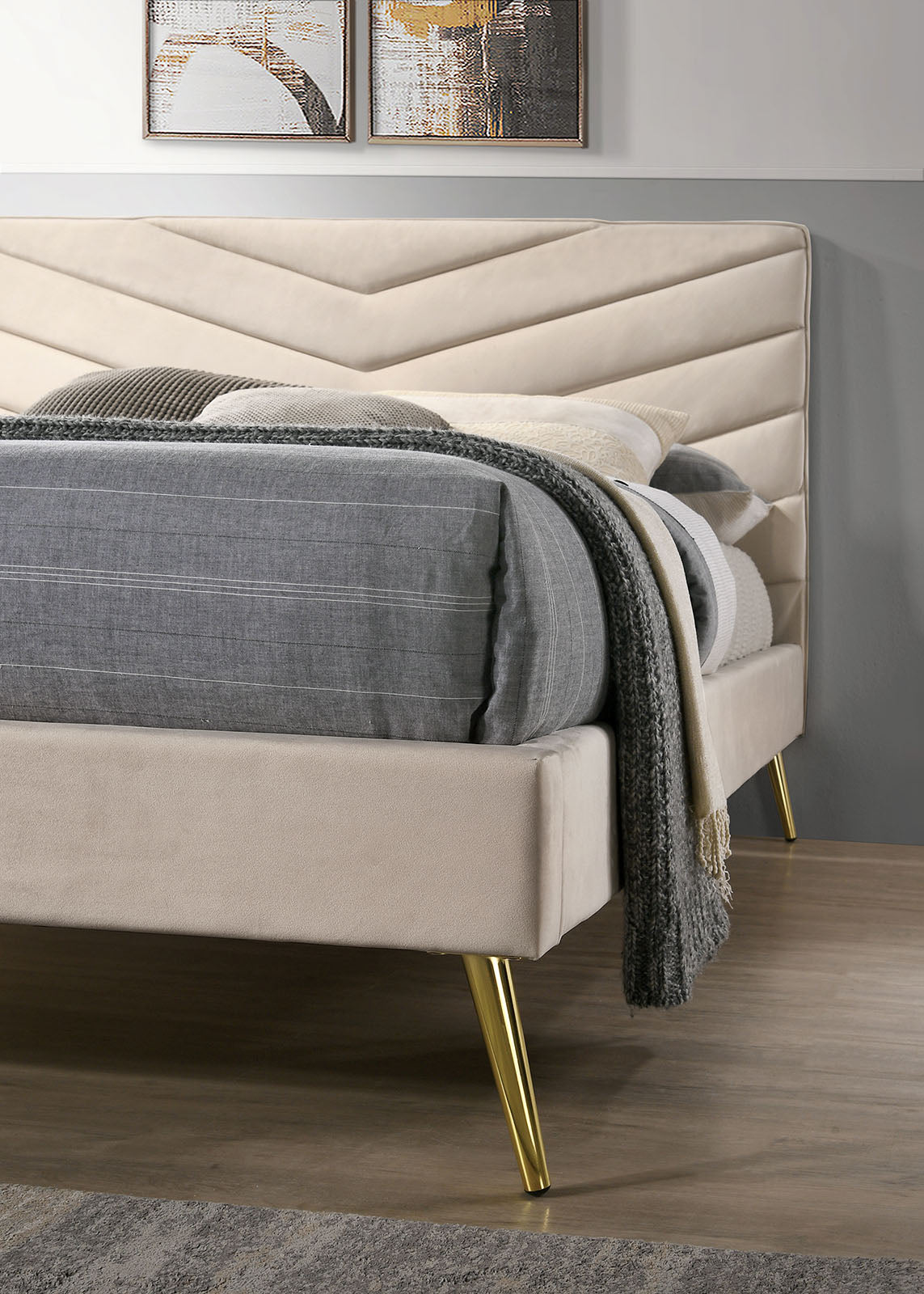 Vivar Beige Full Upholstered Bed by Furniture of America at Eve Furniture