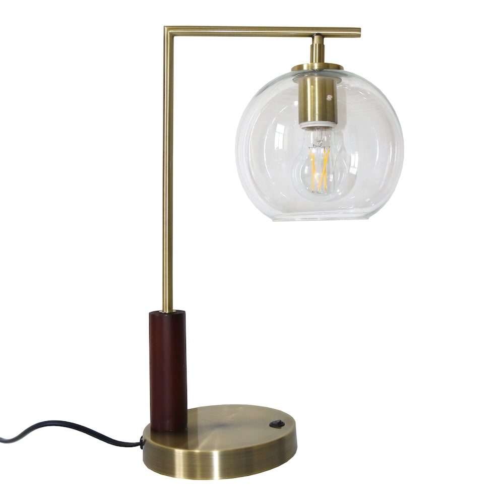 Wander Right Angle Glass Table Lamp - Bronze by Ashcroft Imports at Eve Furniture