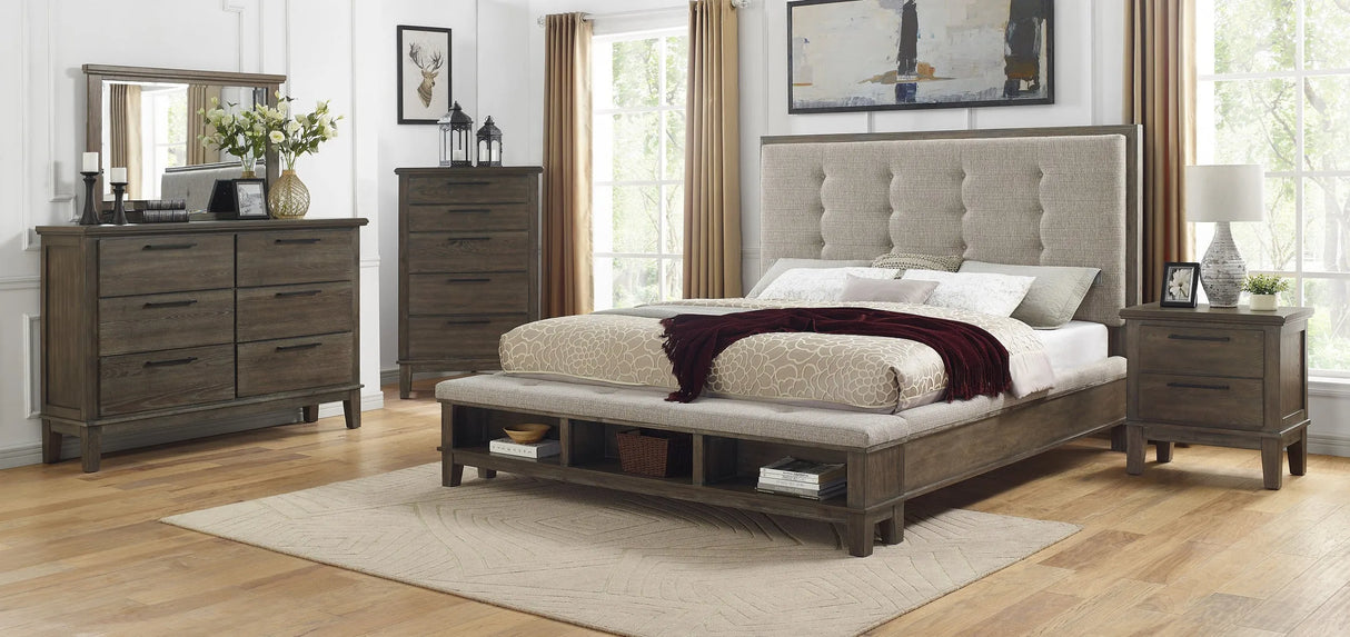 Watson Gray Queen Upholstered Storage Panel Bed by Homelegance at Eve Furniture