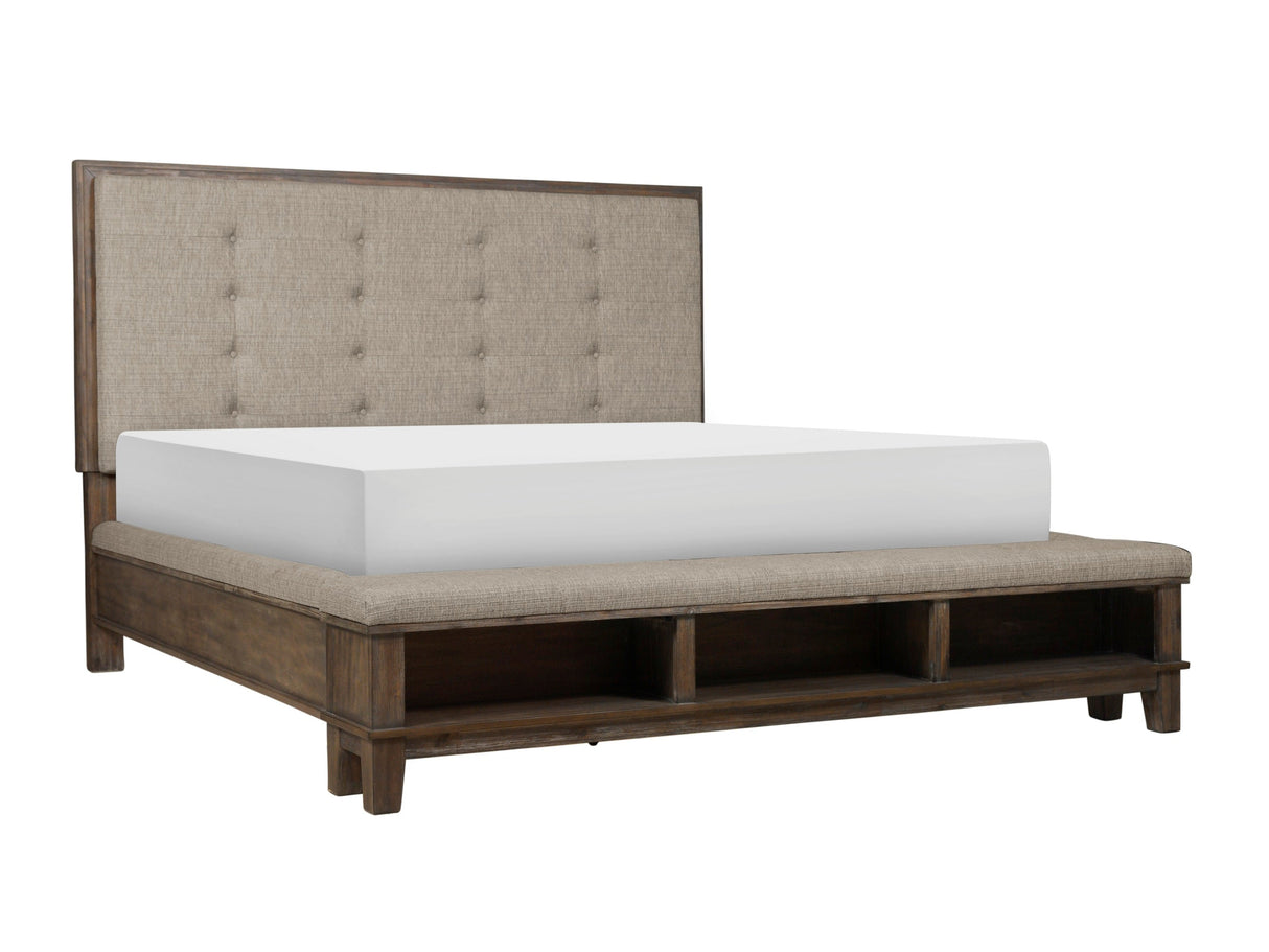 Watson Gray Queen Upholstered Storage Panel Bed by Homelegance at Eve Furniture