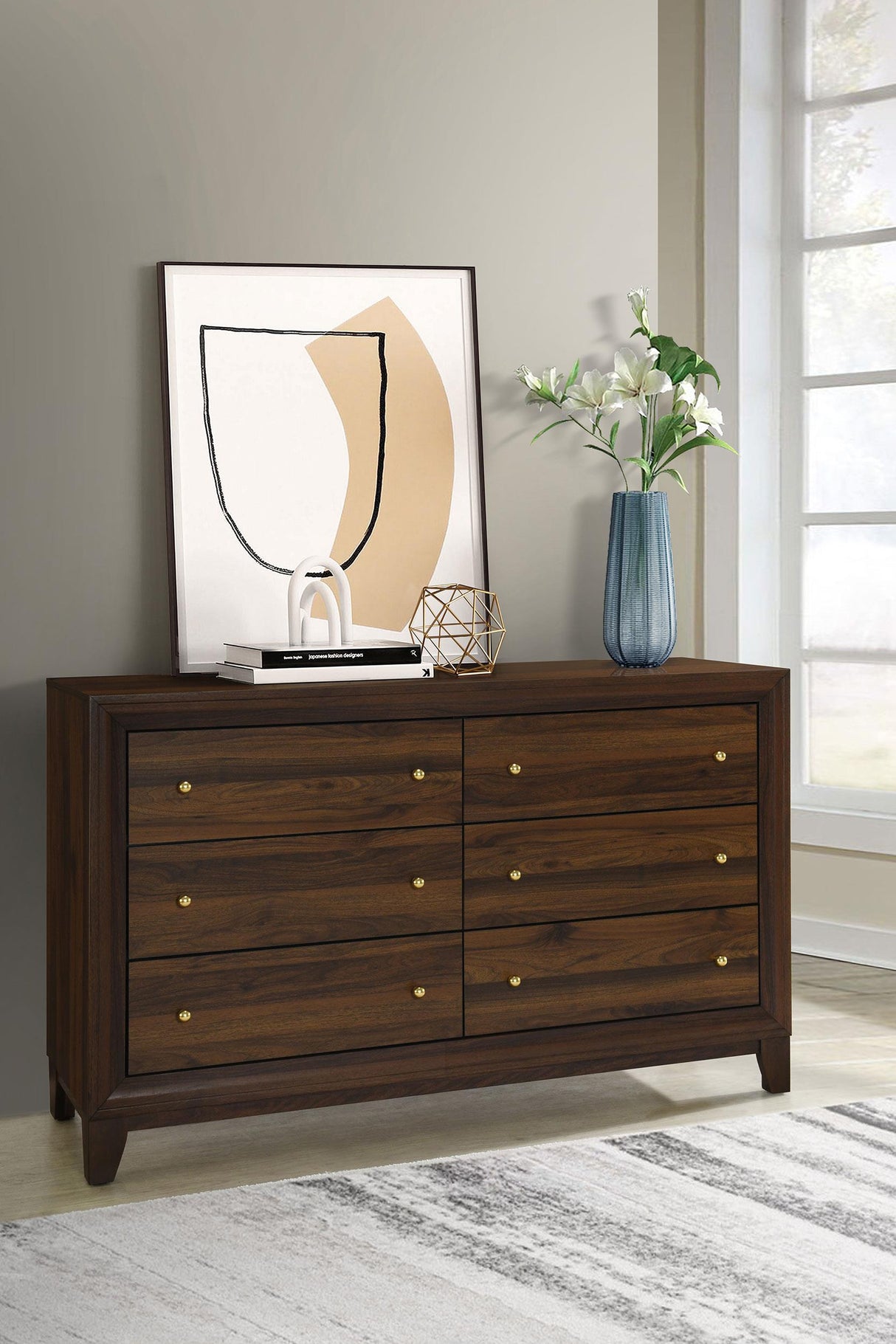 Welsley Walnut 6-Drawer Dresser Cabinet by Coaster at Eve Furniture