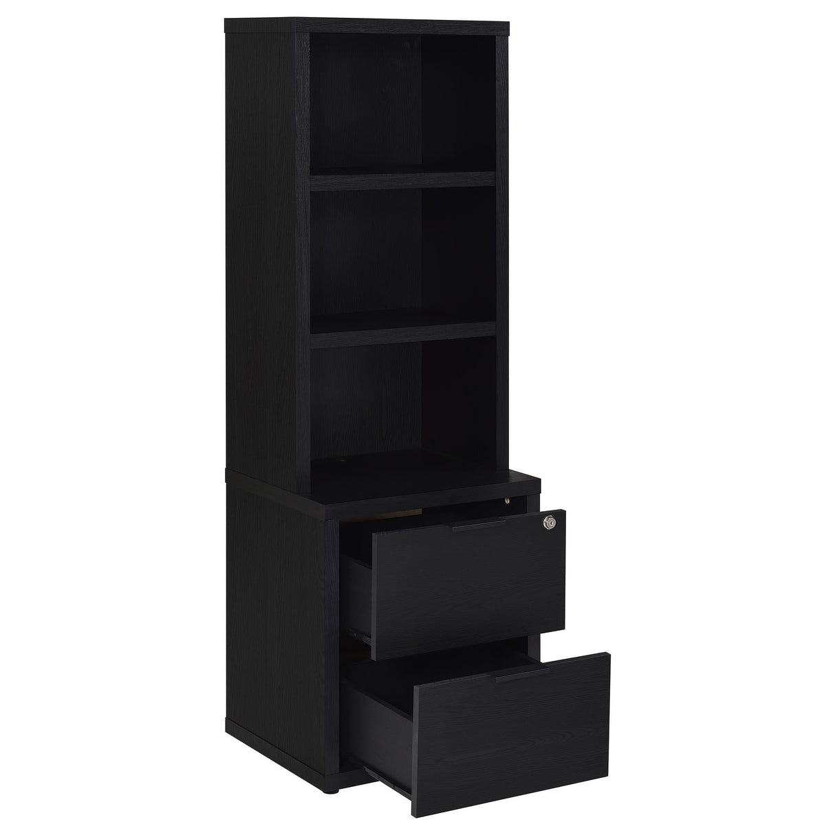 Westpark Black 3-Shelf Bookcase with Lockable Drawer and USB Ports by Coaster at Eve Furniture