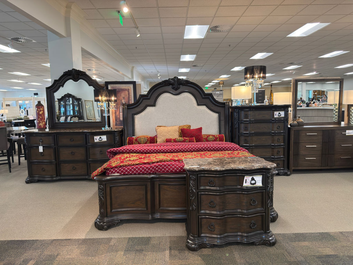 Ludwig Brown Upholstered Panel Bedroom Set by Crown Mark at Eve Furniture