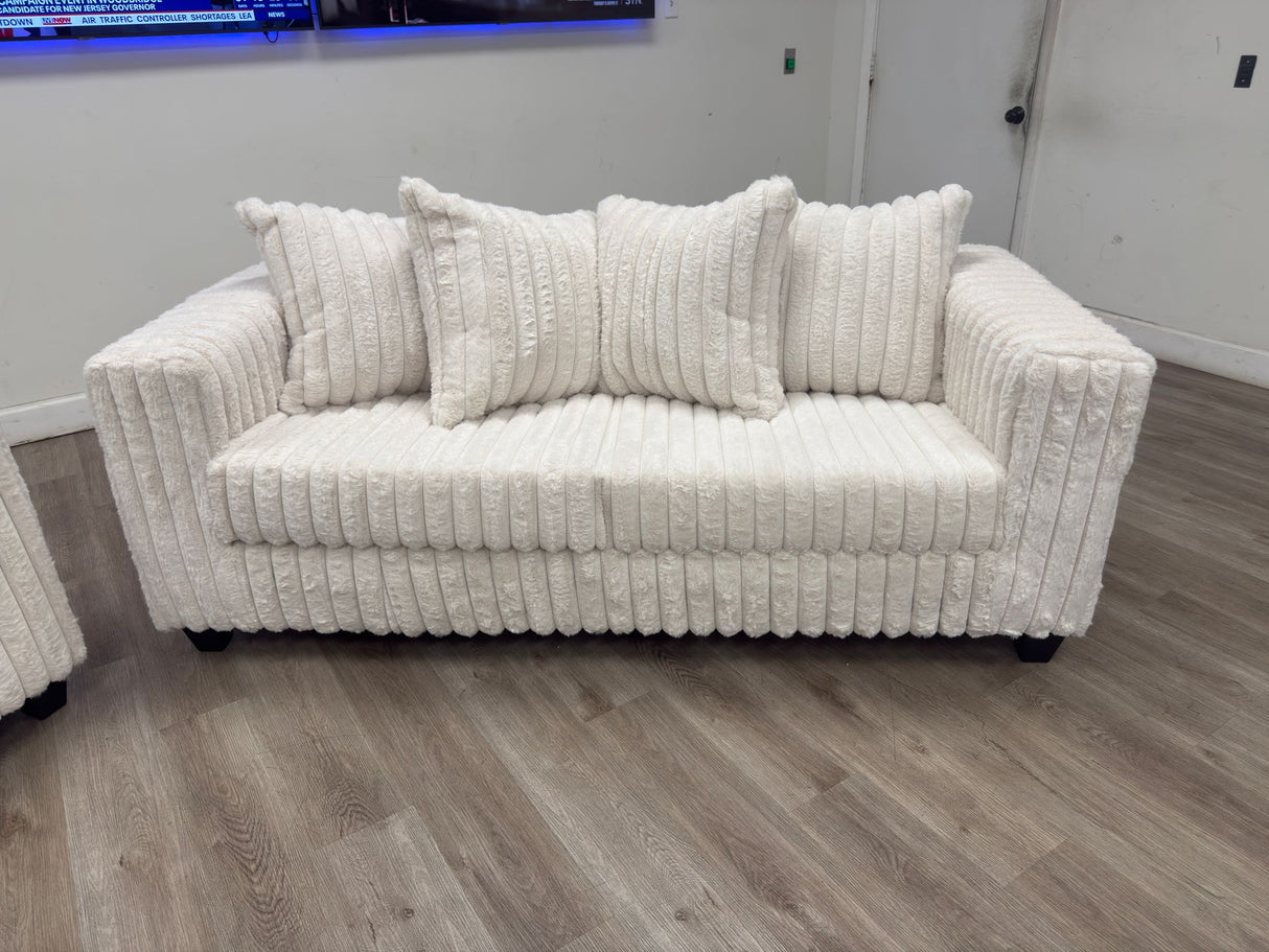 Larce Cream Sofa & Loveseat by Happy Homes at Eve Furniture