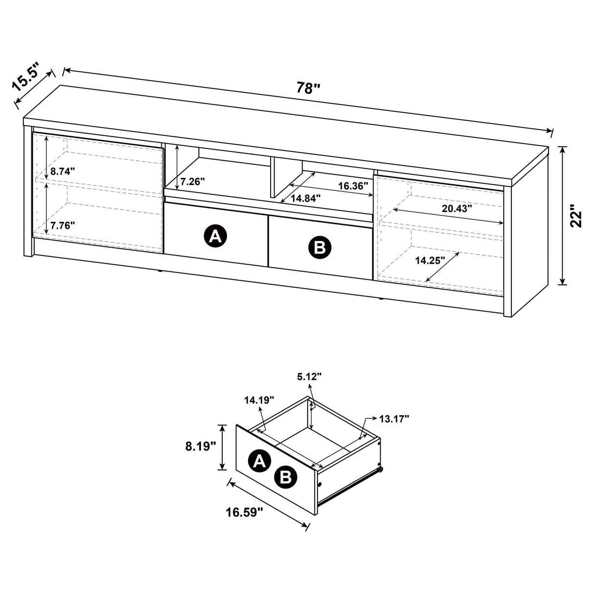 Winfield Black 3-Piece Entertainment Center 78-inch TV Stand by Coaster at Eve Furniture