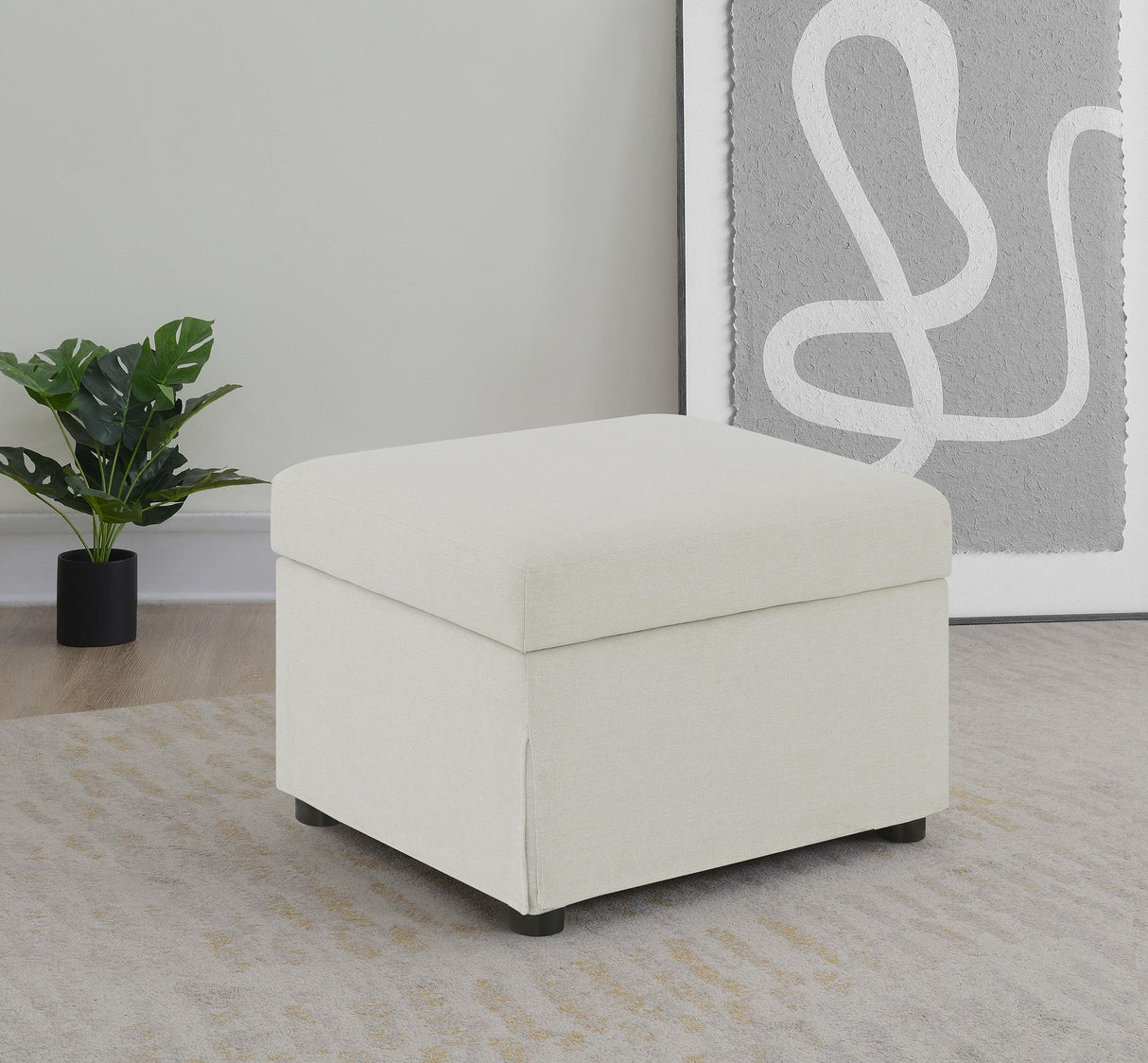 Winter Beige Upholstered Hydraulic Lift Top Storage Ottoman by Coaster at Eve Furniture