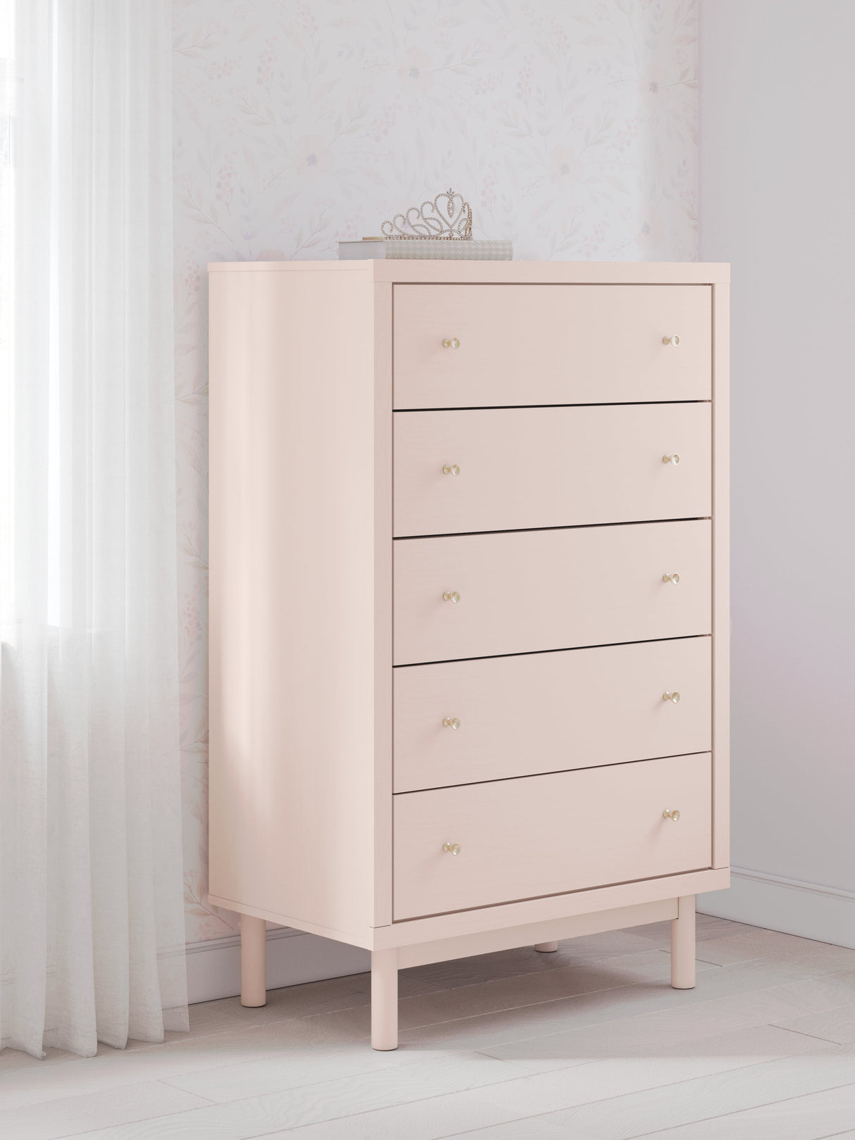 Wistenpine Blush Upholstered Youth One Side Storage Panel Bedroom Set by Ashley at Eve Furniture