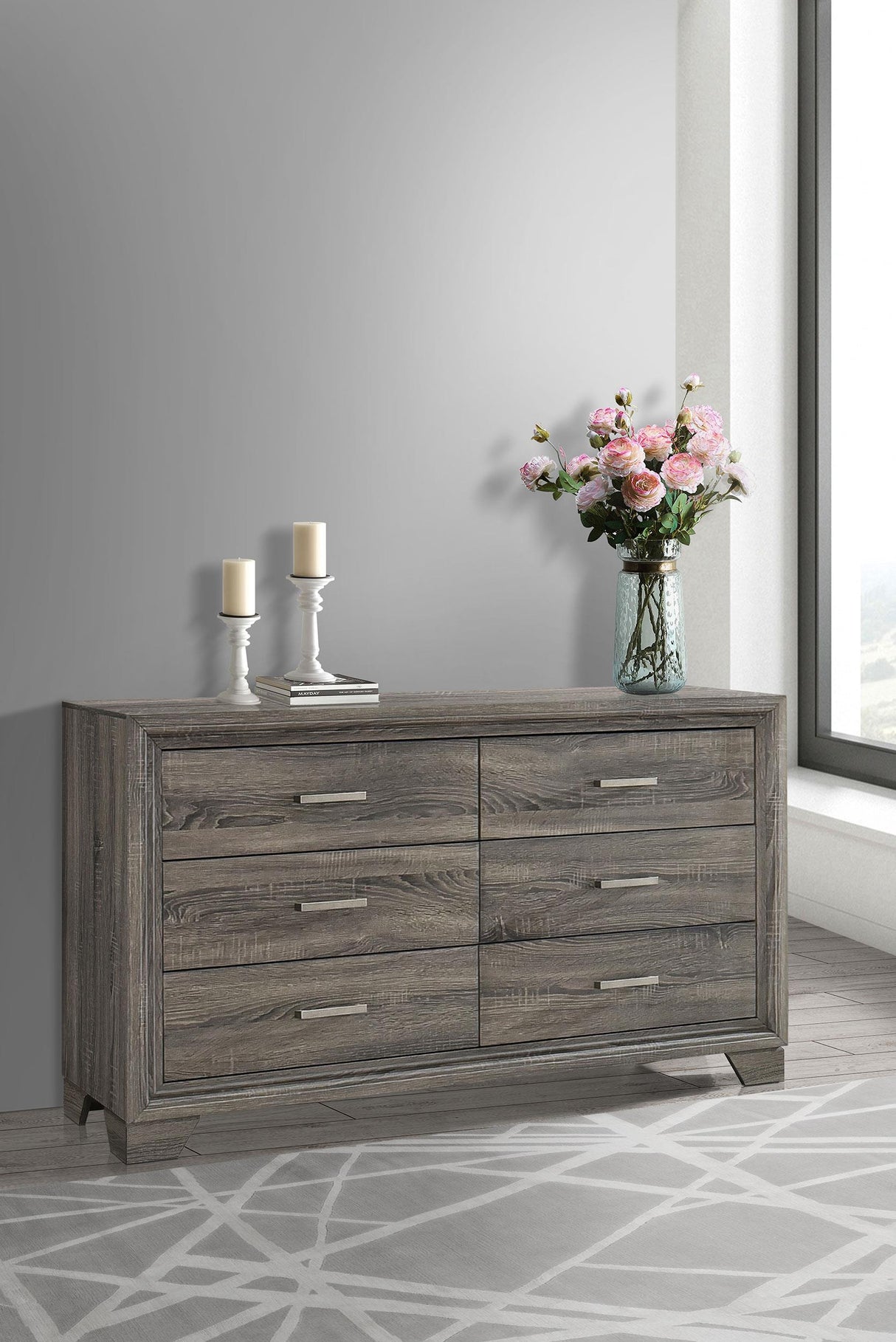 Wright Brown Oak 6-Drawer Dresser by Coaster at Eve Furniture