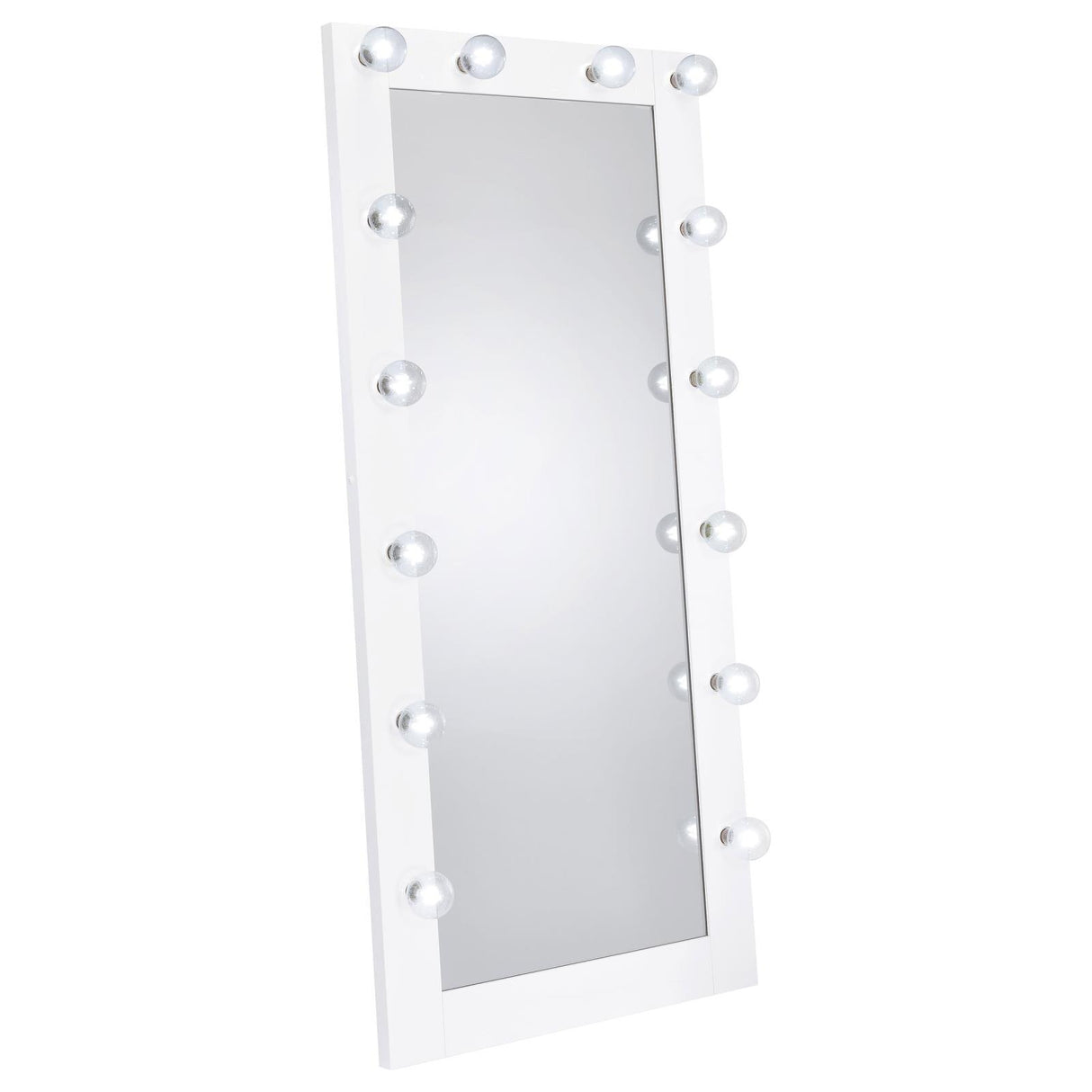 Zayan White High Gloss Full Length Floor Mirror With Lighting by Coaster at Eve Furniture