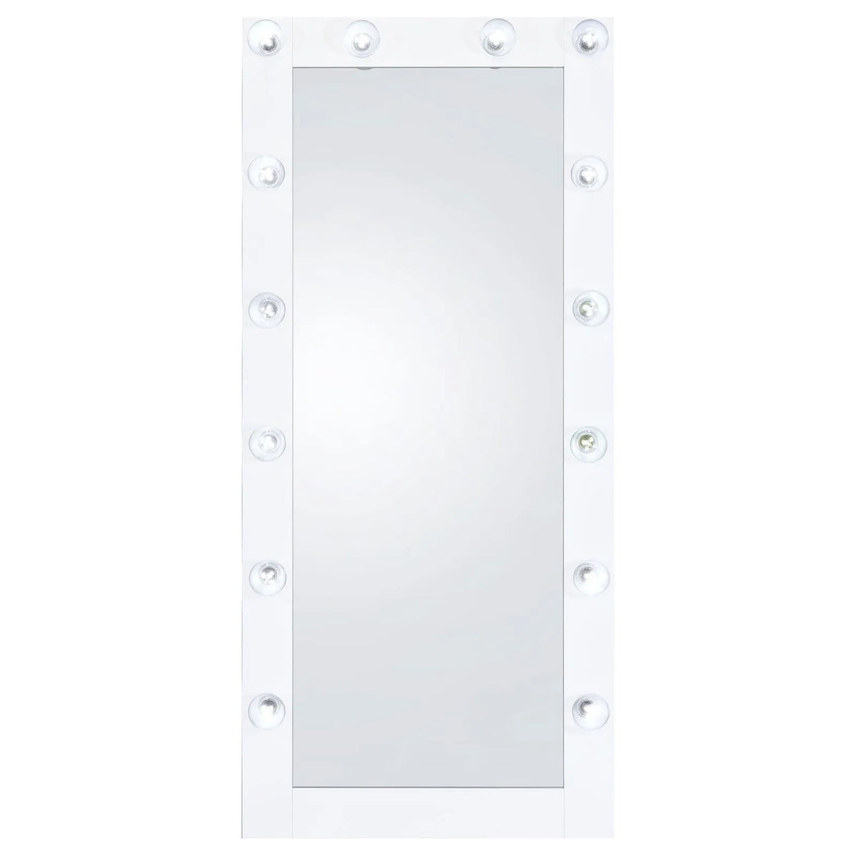 Zayan White High Gloss Full Length Floor Mirror With Lighting by Coaster at Eve Furniture
