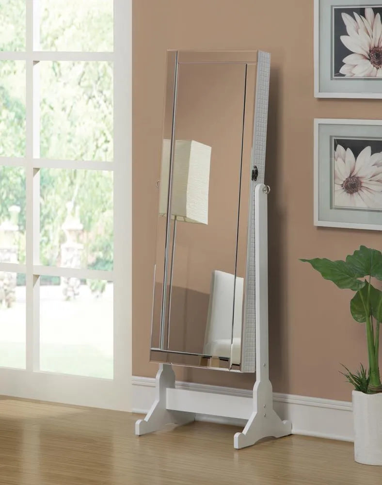 Zayas White Storage Jewelry Cheval Mirror by Coaster at Eve Furniture