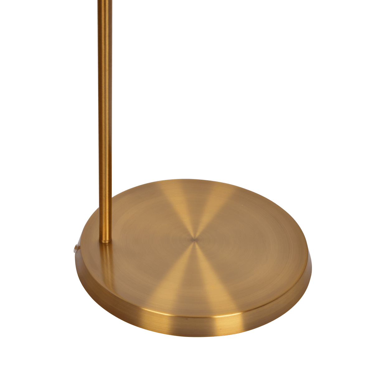 Zenith Offset Brass Base Floor Lamp with Drum-shaped Linen Shade by Ashcroft Imports at Eve Furniture