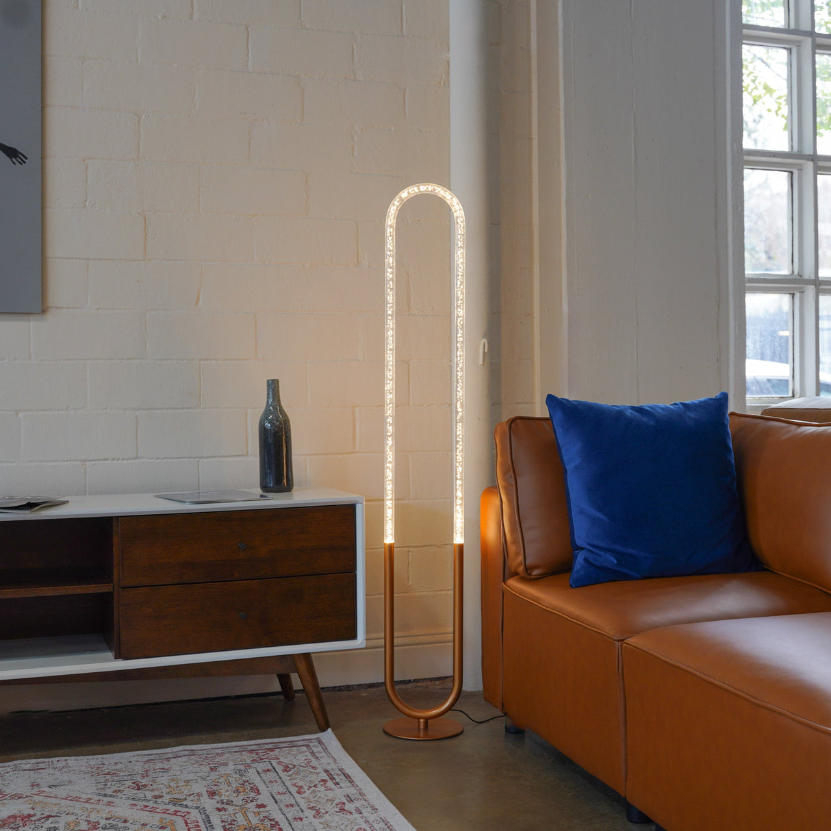 Zeon LED Floor Lamp Coarse Gold and Clear by Ashcroft Imports at Eve Furniture