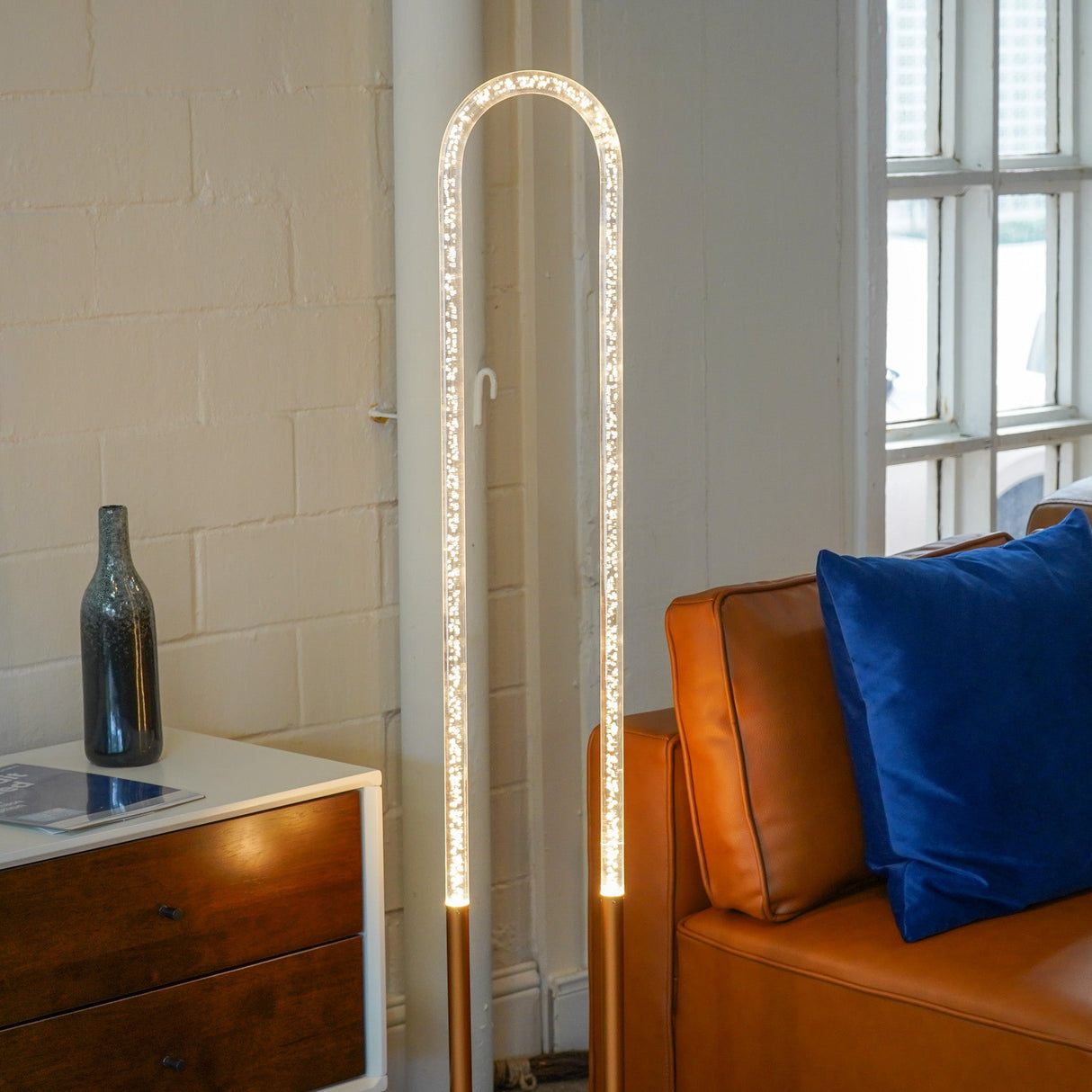Zeon LED Floor Lamp Coarse Gold and Clear by Ashcroft Imports at Eve Furniture