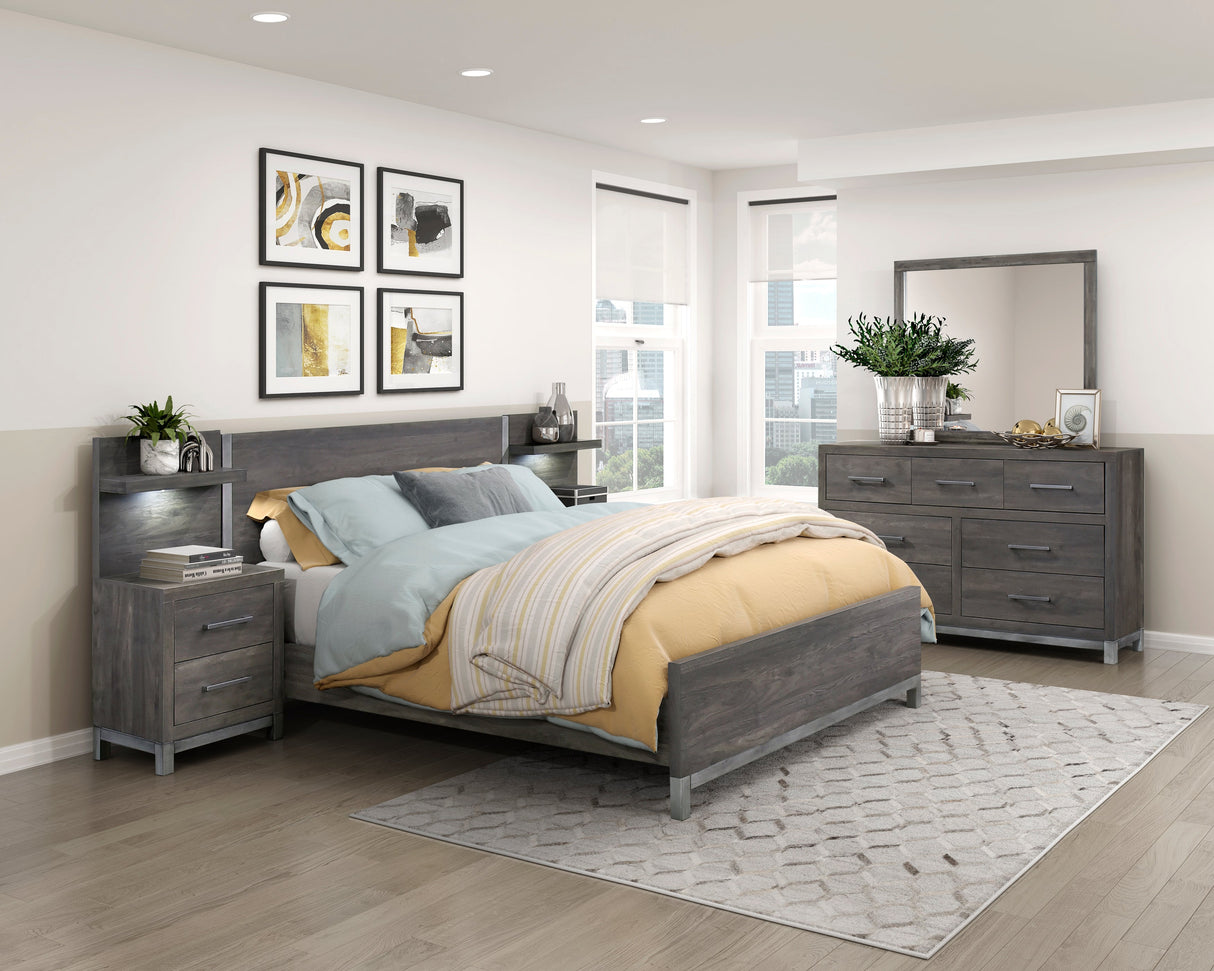 Zephyr Brownish Gray King Panel Bed by Homelegance at Eve Furniture