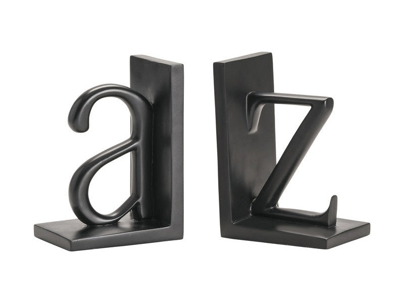 A To Z Black Bookend Pair (Set of 2) by Crestview at Eve Furniture