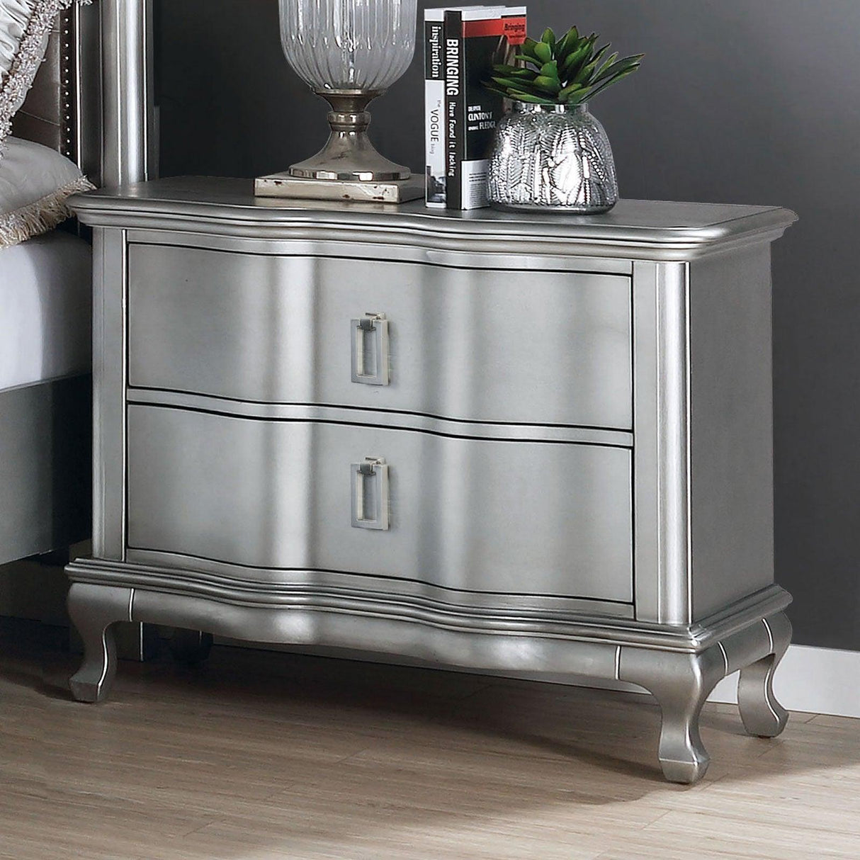 Aalok Silver Night Stand by Furniture of America at Eve Furniture