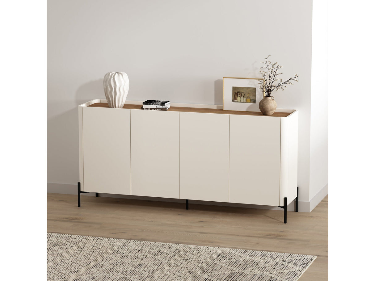 Abbey 66.9" Sideboard in Maple and Off White by Manhattan Comfort at Eve Furniture