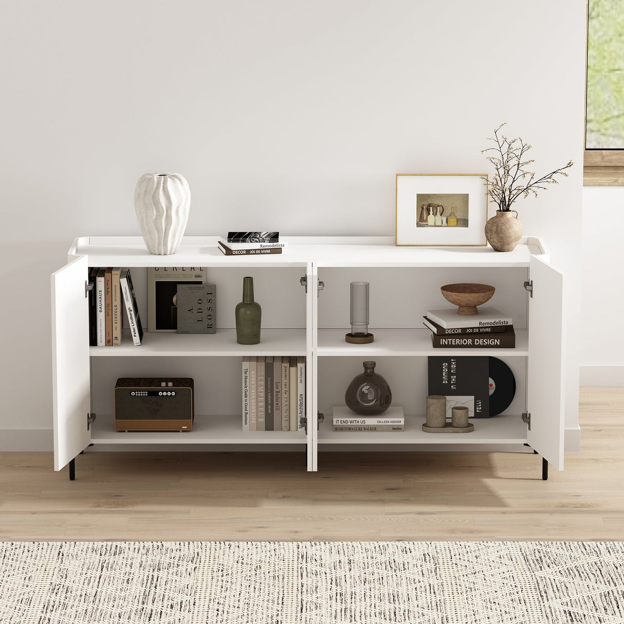 Abbey 66.9" Sideboard in White by Manhattan Comfort at Eve Furniture