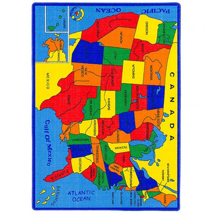 Abbey Contemporary US Map Area Rug by Furniture of America at Eve Furniture