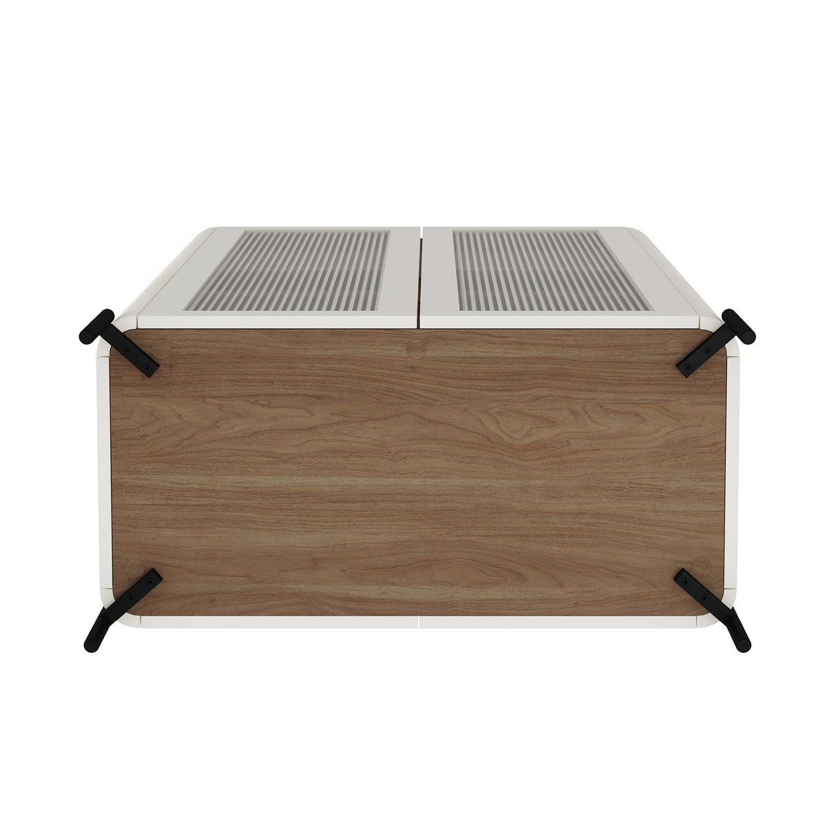 Abbey Décor Glass Cabinet in Maple and Off White by Manhattan Comfort at Eve Furniture