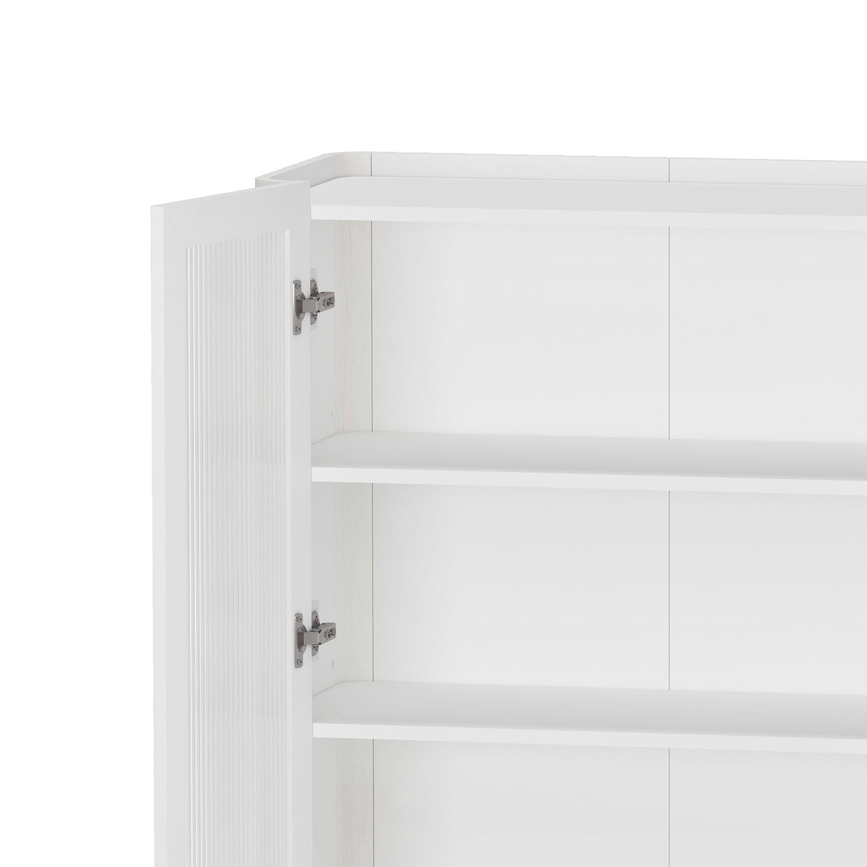 Abbey Décor Glass Cabinet in White by Manhattan Comfort at Eve Furniture