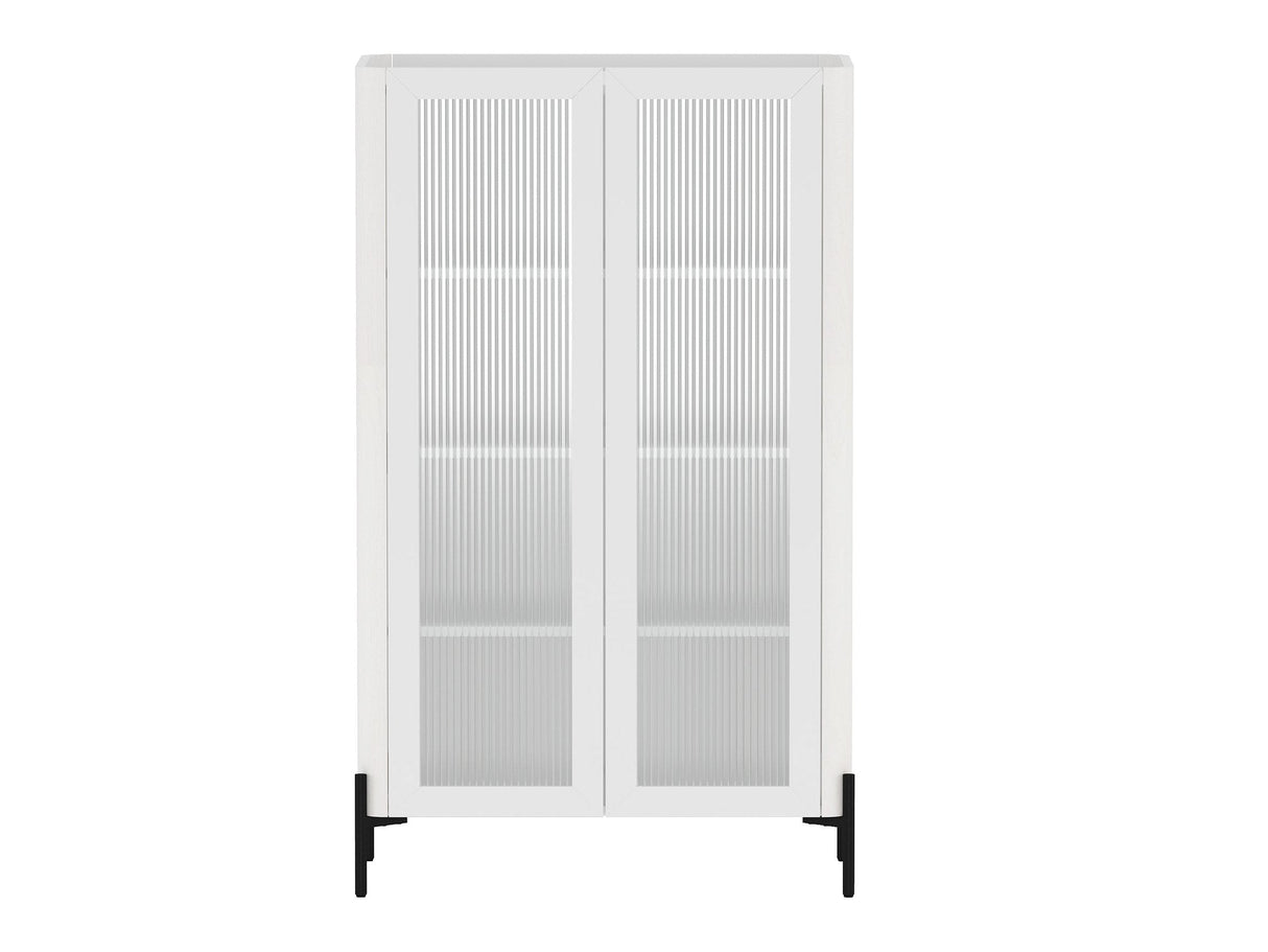 Abbey Décor Glass Cabinet in White by Manhattan Comfort at Eve Furniture