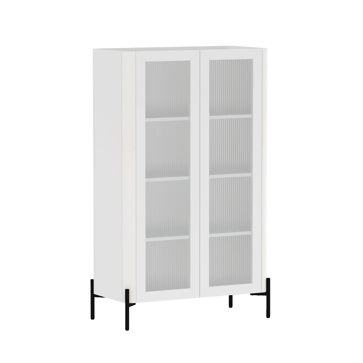 Abbey Décor Glass Cabinet in White (set of 2) by Manhattan Comfort at Eve Furniture