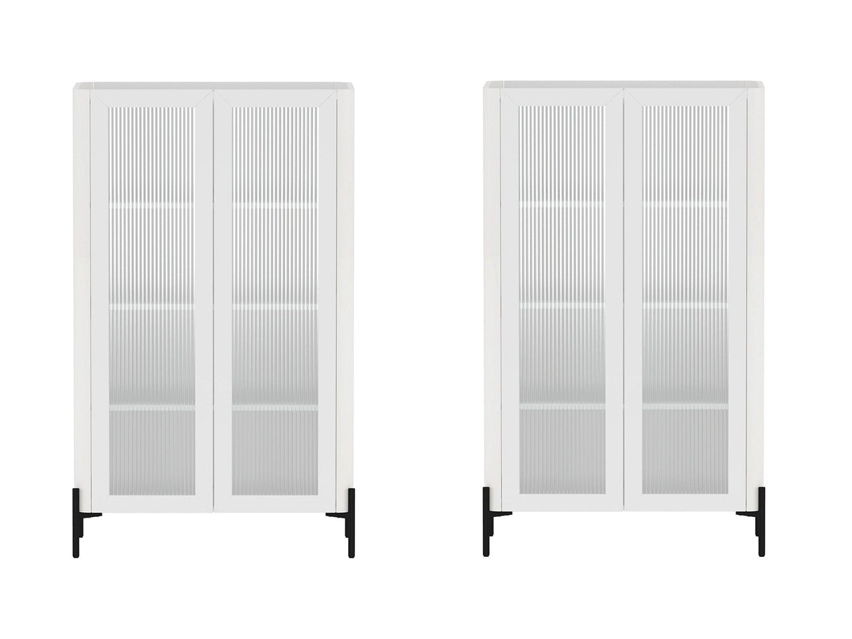 Abbey Décor Glass Cabinet in White (set of 2) by Manhattan Comfort at Eve Furniture