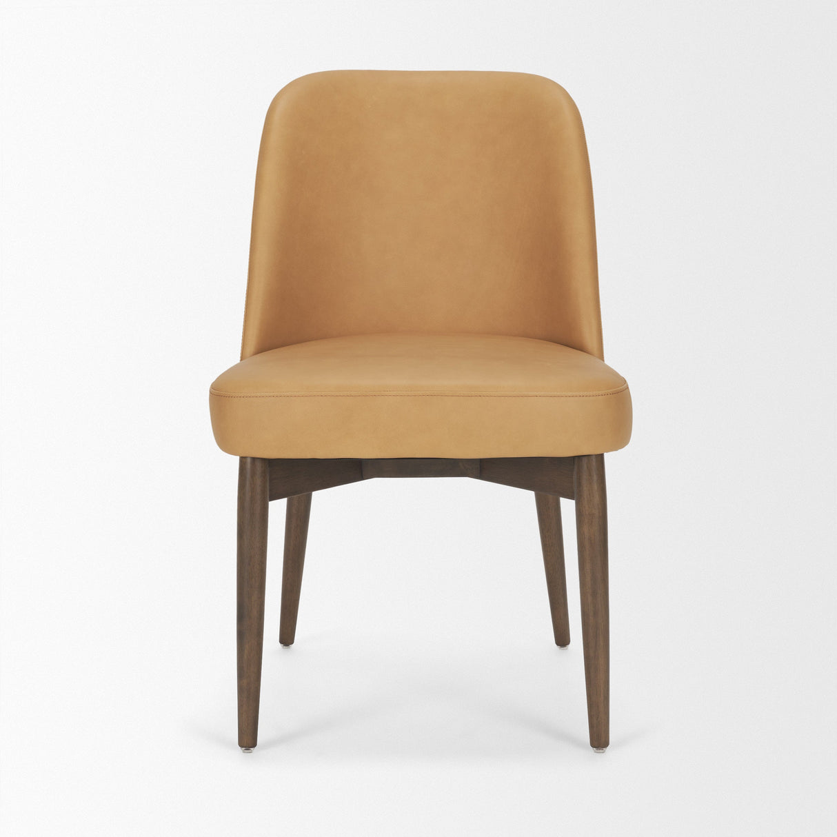 Abbie Slope Curved Back Tan Leather Dining Side Chair, Set of 2 by Mercana at Eve Furniture