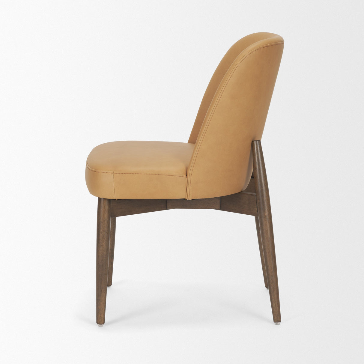 Abbie Slope Curved Back Tan Leather Dining Side Chair, Set of 2 by Mercana at Eve Furniture