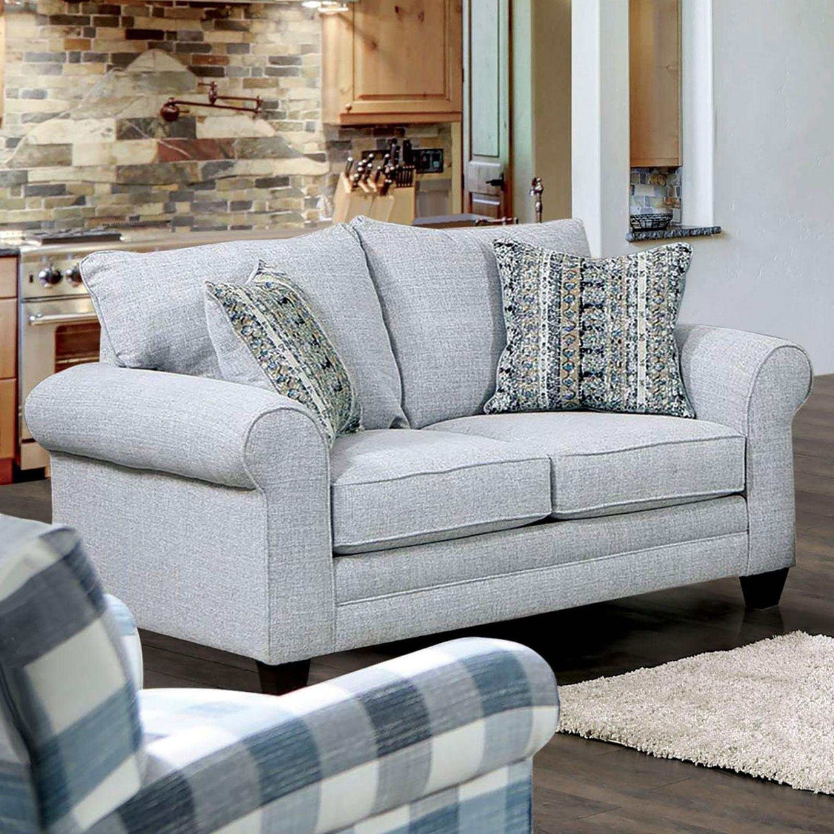 Aberporth Gray Stationary Sofa & Loveseat by Furniture of America at Eve Furniture