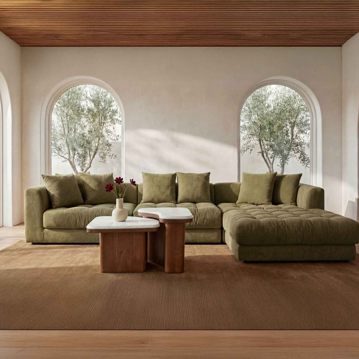 Abi Beige/Walnut Cosmos Marble Nesting Coffee Table by Moe's Home at Eve Furniture
