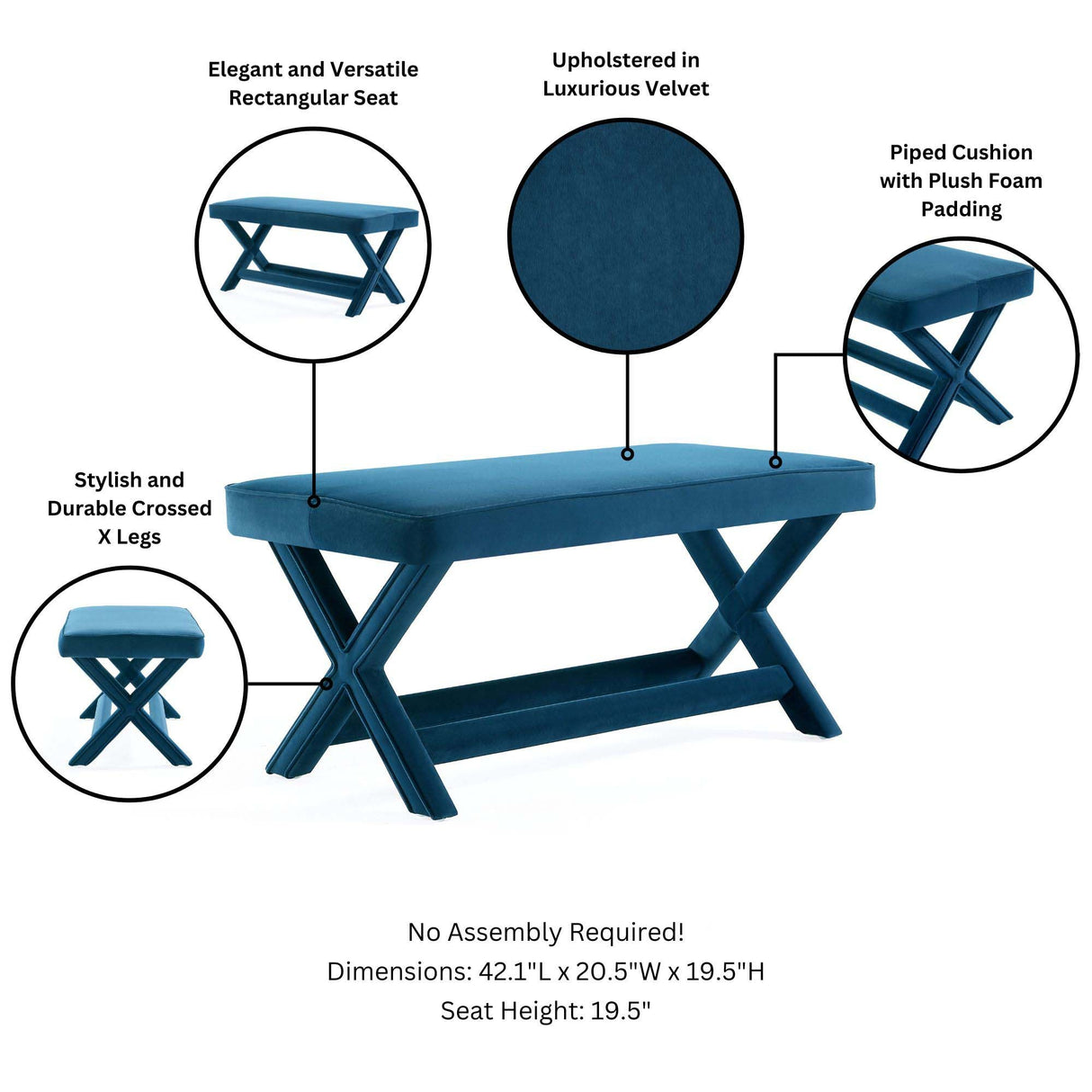 Abigail Double Ottoman Bench in Blue by Manhattan Comfort at Eve Furniture