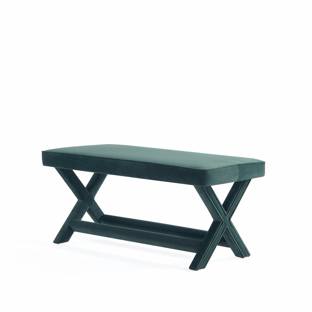 Abigail Double Ottoman Bench in Green by Manhattan Comfort at Eve Furniture