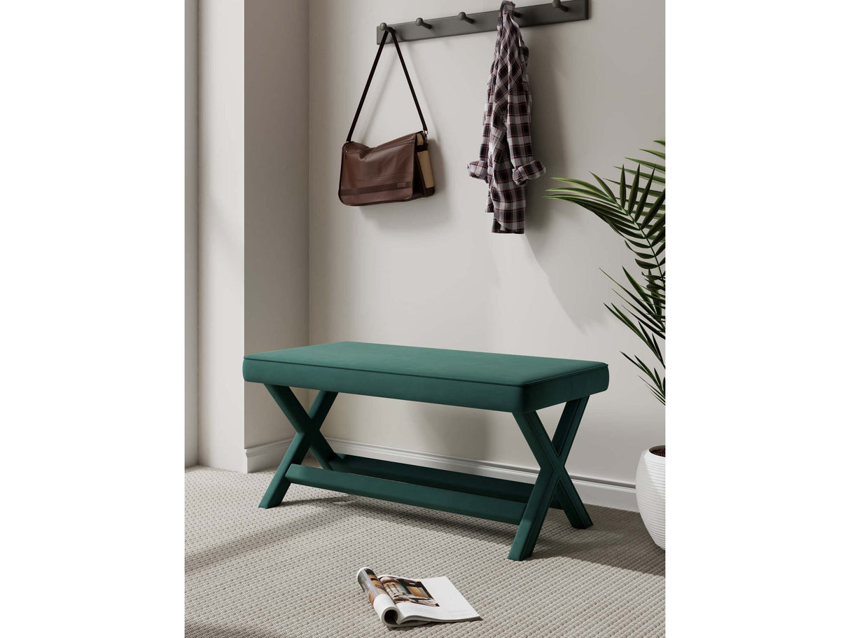 Abigail Double Ottoman Bench in Green by Manhattan Comfort at Eve Furniture